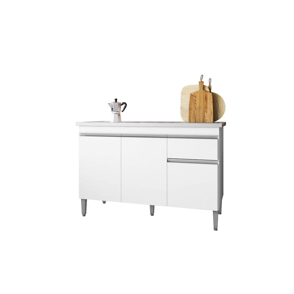 Balcão P/ Pia Gabinete Tatiane 120cm 3 Portas 1 Gaveta