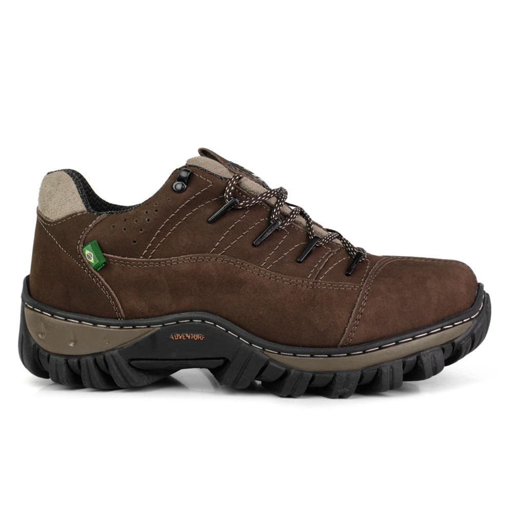 Tênis Masculino Casual Adventure em Couro Nobuck Café