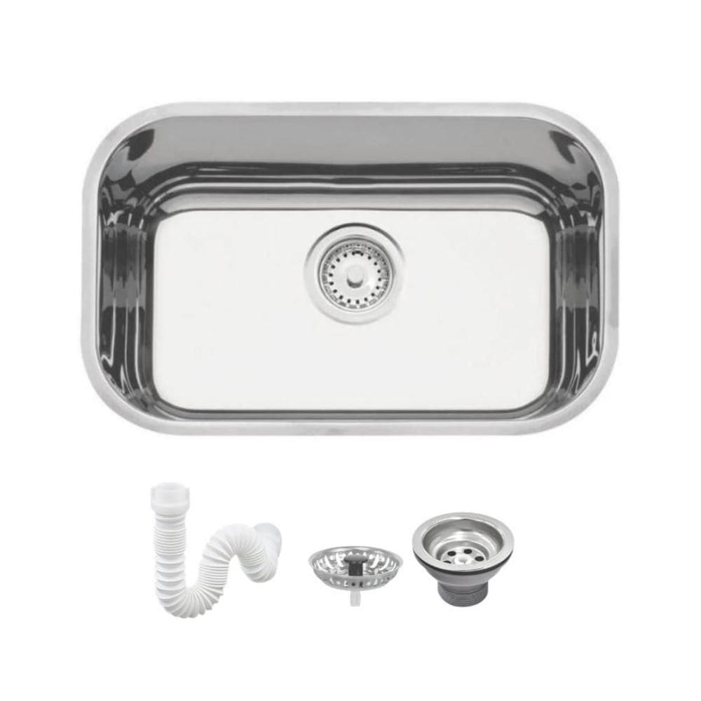 Cuba De Inox N1 Lavínia 47x30x14cm Com Válvula 3.1/2`` 94052/407 Polida Tramontina com Sifão Sanfonado Universal Simples 1.1/2”