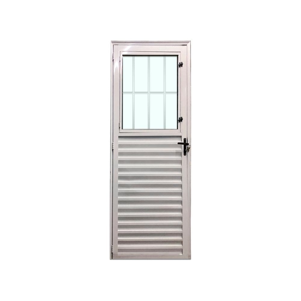 Porta Social Branco D 210x90 Linha 25 Esmeralda Vidro Liso