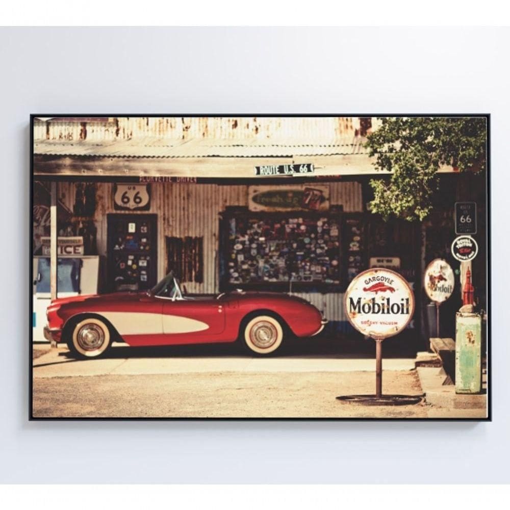 Quadro Carro Clássico Vermelho Medidas 60x40 Cm Impressão Adesivo Fotográfico