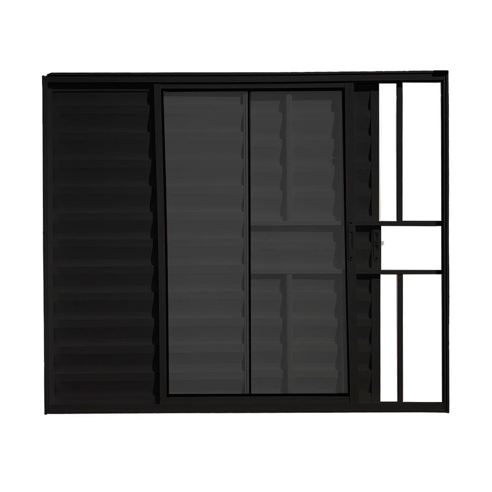 Veneziana 3 Folhas Com Grade Preto 100x100 Linha 18 Esmeralda