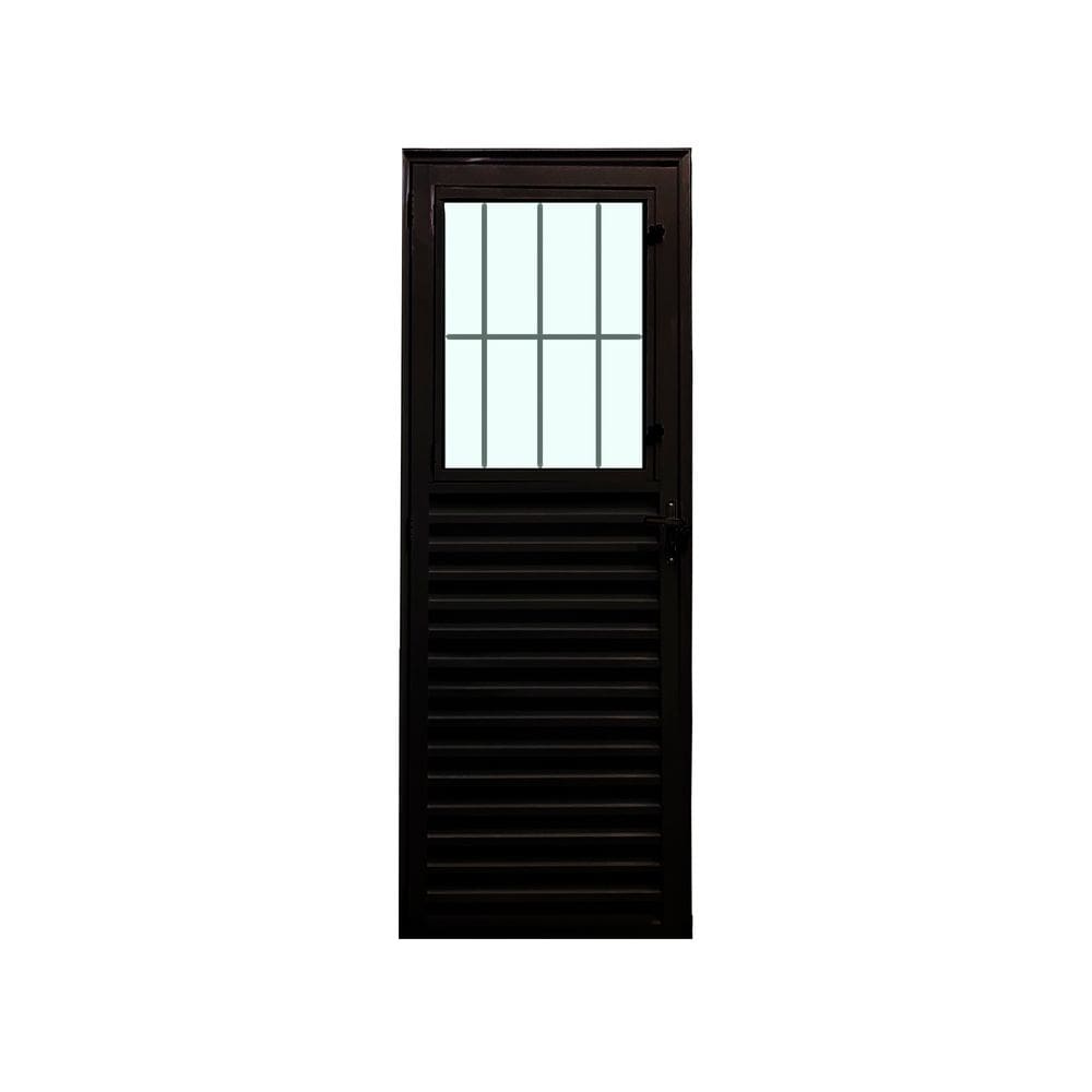 Porta Social Preto D 210x90 Linha 25 Esmeralda Vidro Liso