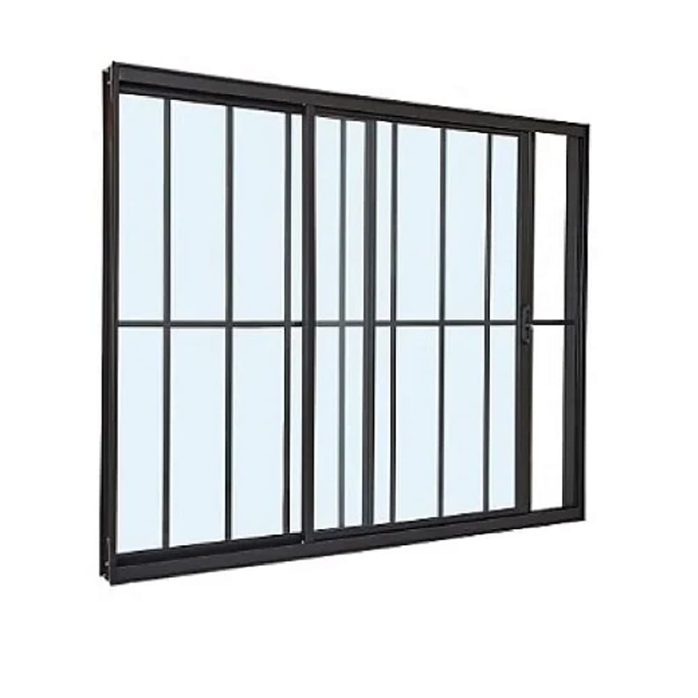 Janela 2 Folhas Com Grade Preto 120x120 Linha 18 Esmeralda