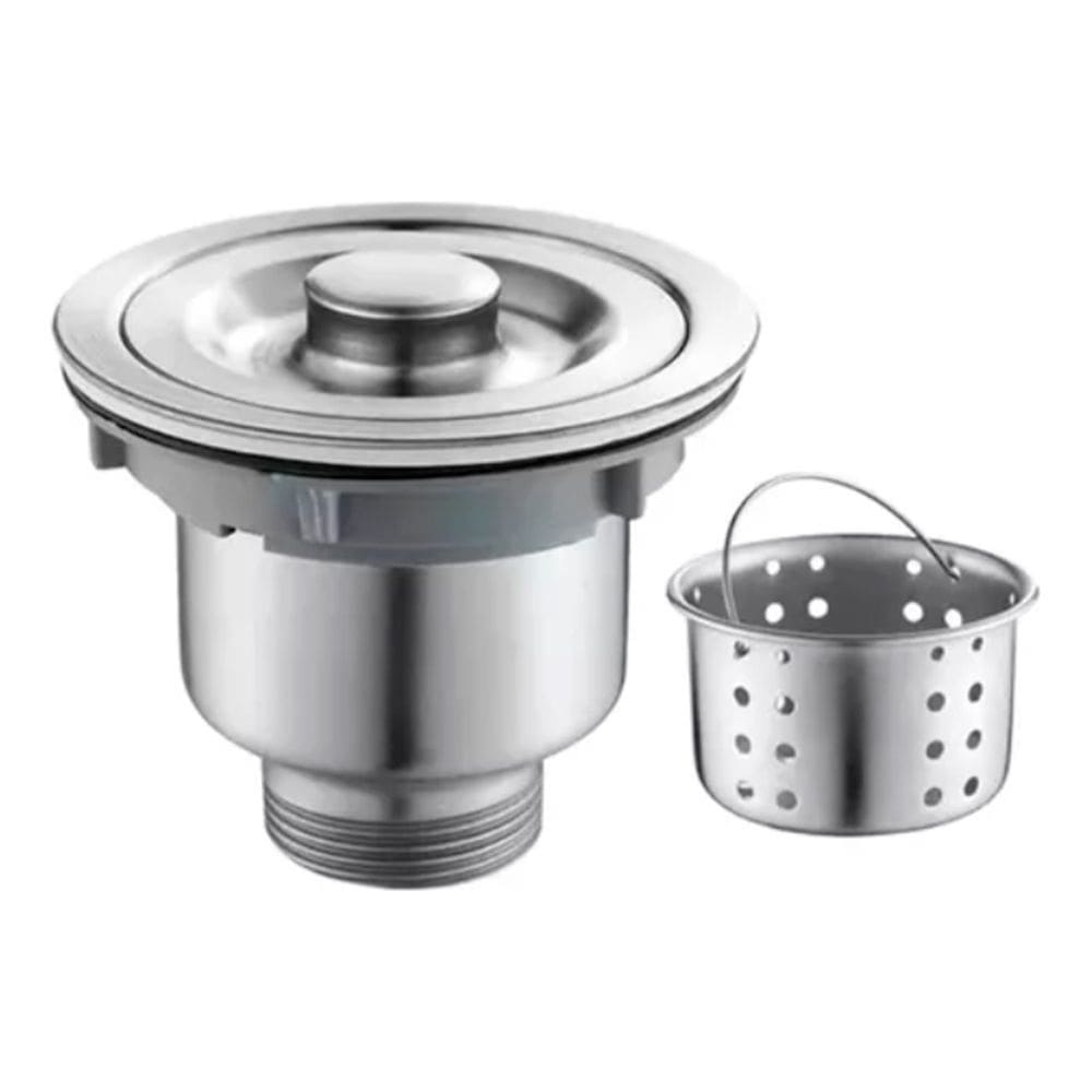 Válvula Pia Cozinha 4 1/2 Aço Inox 304 Com Cesto Removível Ralo Brinovar