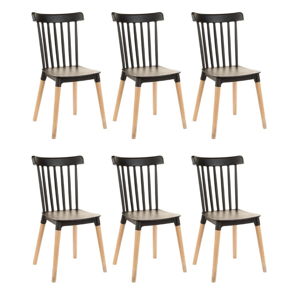 Kit 6 Cadeiras de Jantar Windsor Design - Pés de Madeira