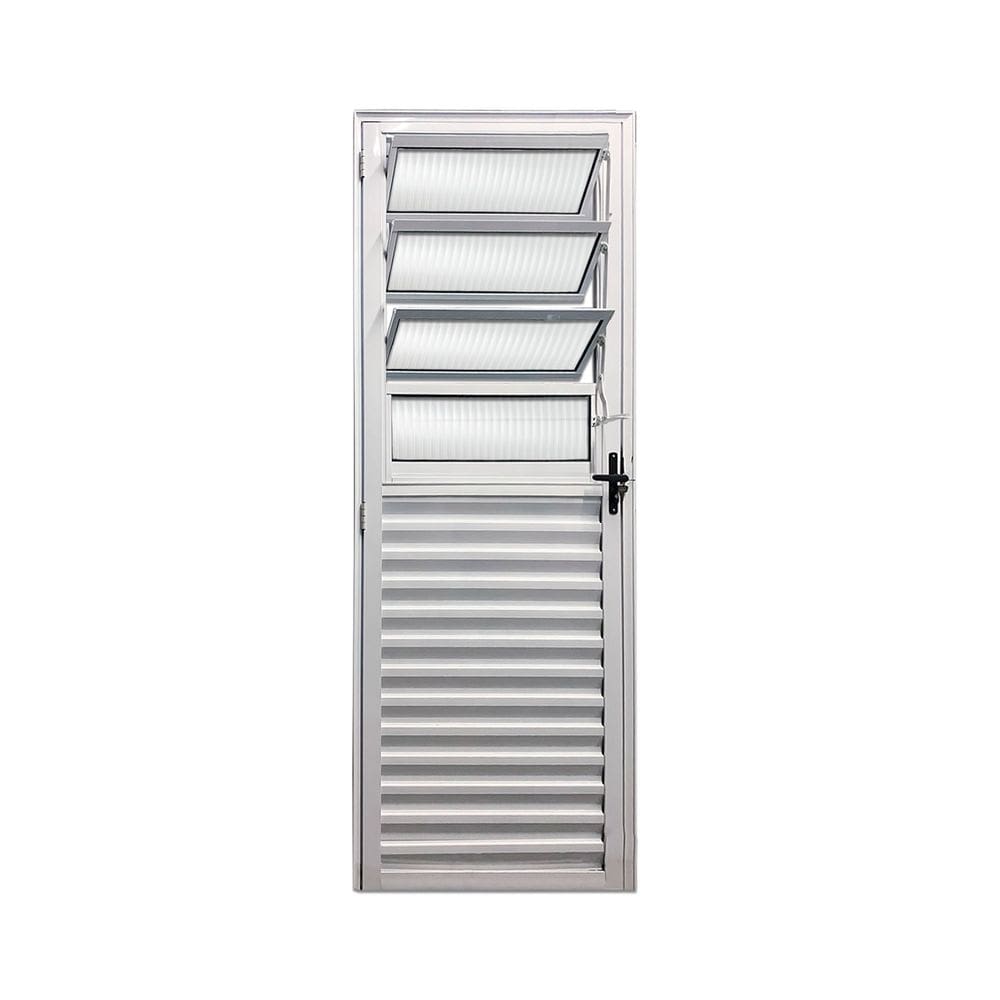 Porta Basculante Branco E 210x90 Linha 25 Esmeralda Vidro Canelado