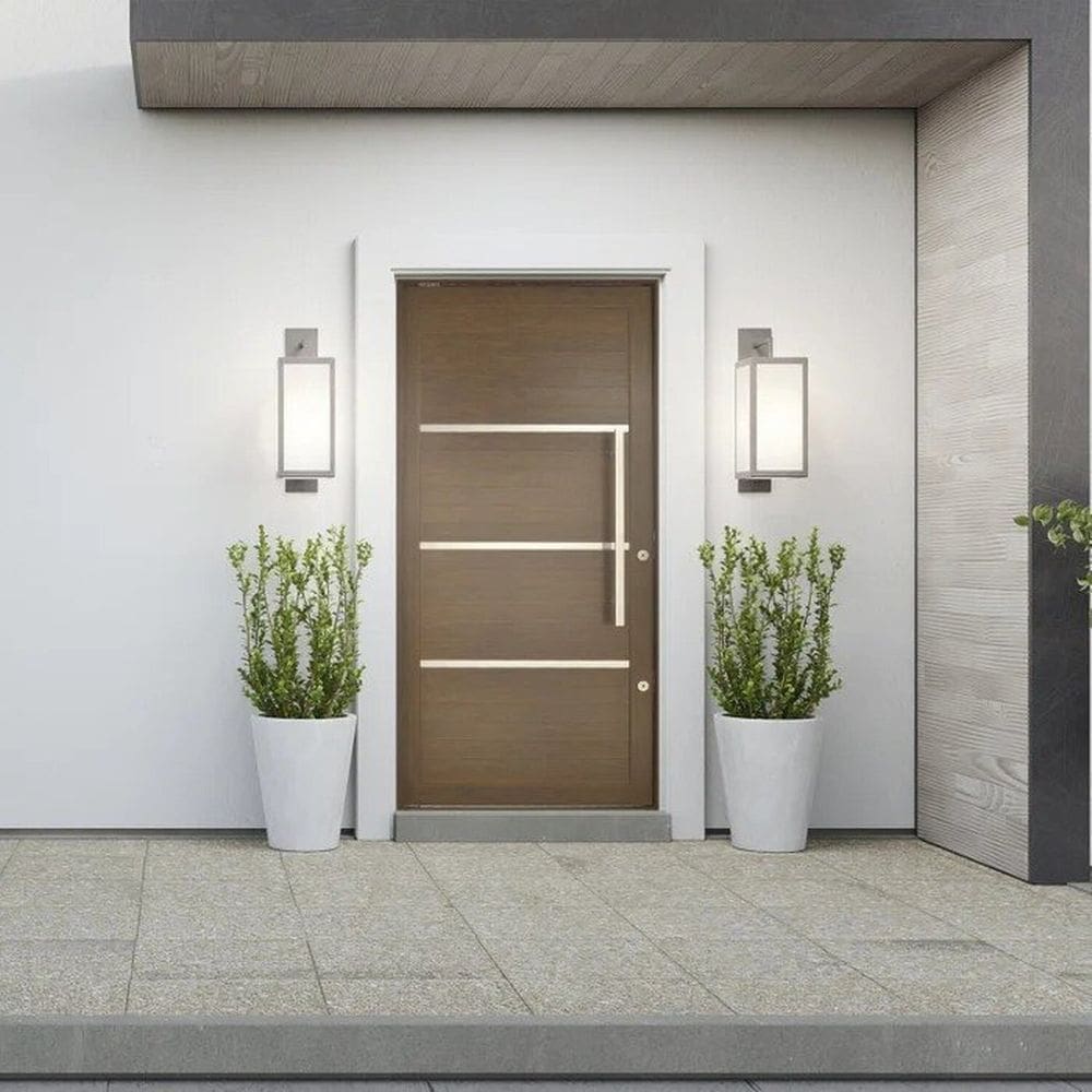 Porta de Aluminio Lambril Pivotante 220x100cm com Puxador Marrom
