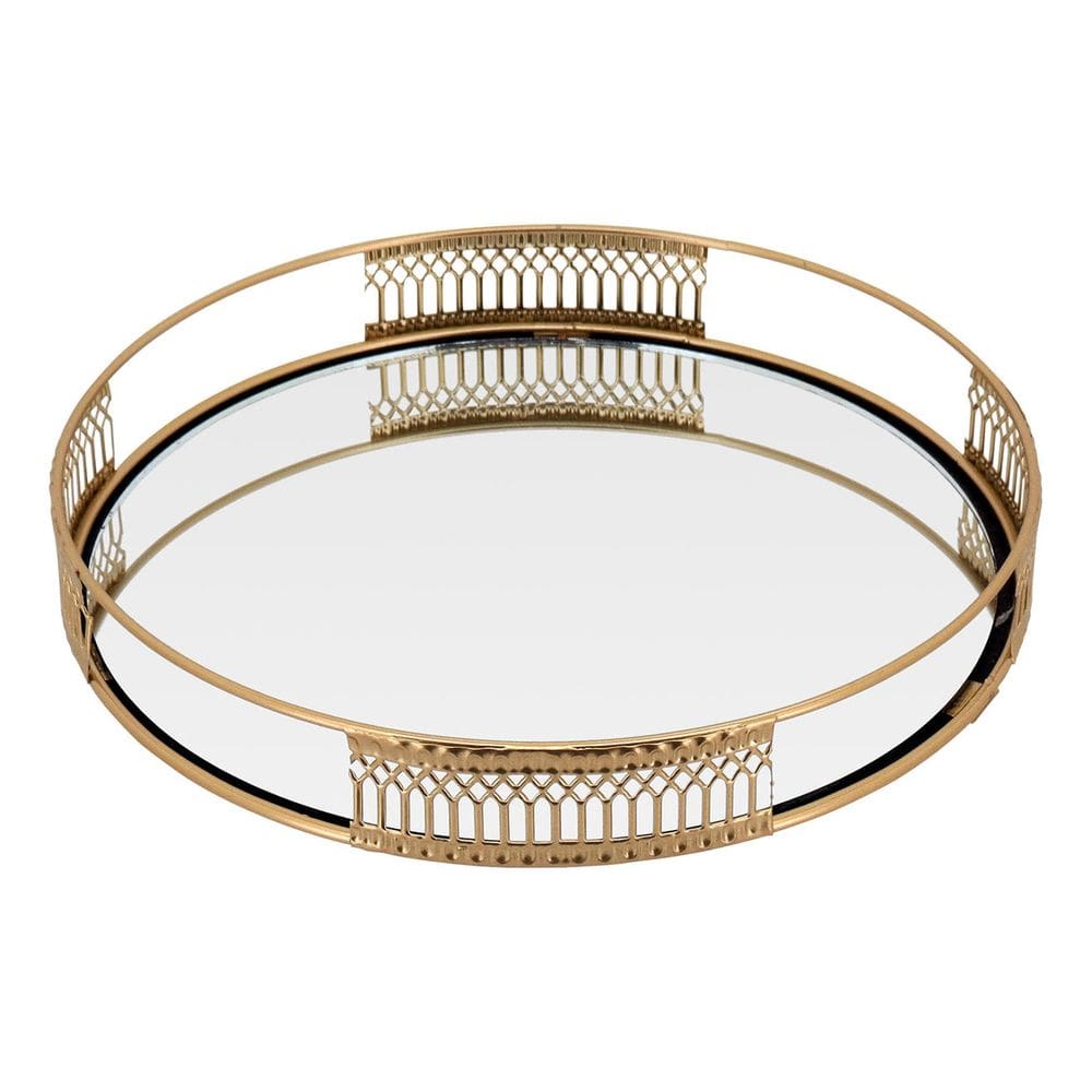 BANDEJA ESPELHADO METAL 3x23x23cm DOURADO
