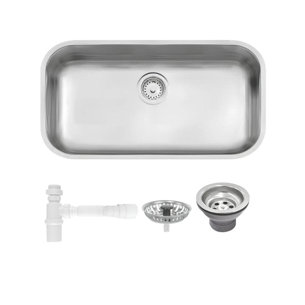 Cuba De Inox Lavínia 56x34cm 3.1/2` Com Válvula 94024/107 Acetinada Tramontina com Sifão Universal Com Copo