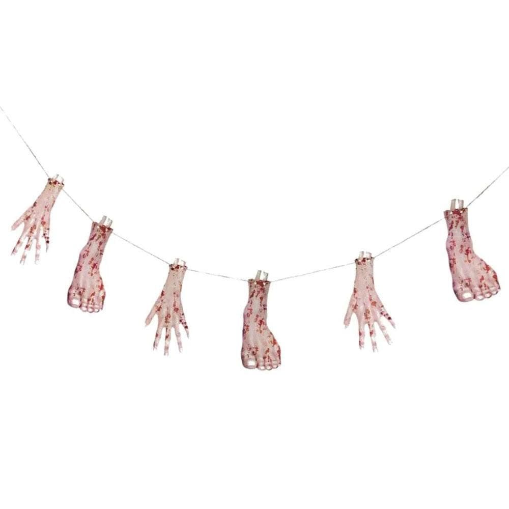 Varal Mãos E Pés Sangrentos Com 6Und 1.8M Halloween