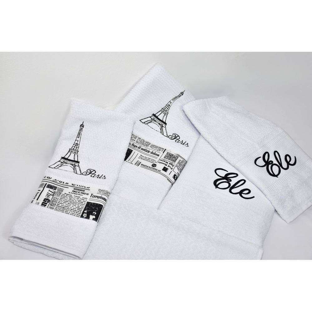 Jogo De Banho Noblesse Luxo Bordado 05 Peças Branco Paris