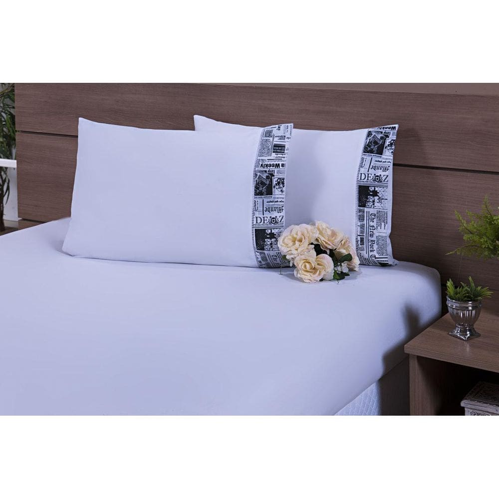 Jogo Lençol Solteiro 2 Peças 1,88X0,88X20Cm 180 Fios Branco