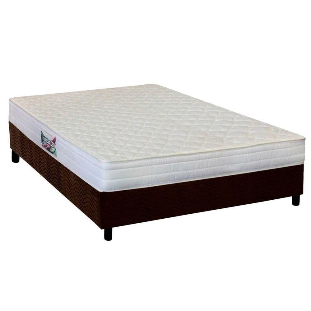 Cama Box Casal: Colchão Ortopédico Herval AG65 Frontier + Base CRC Suede Brown(138x188)