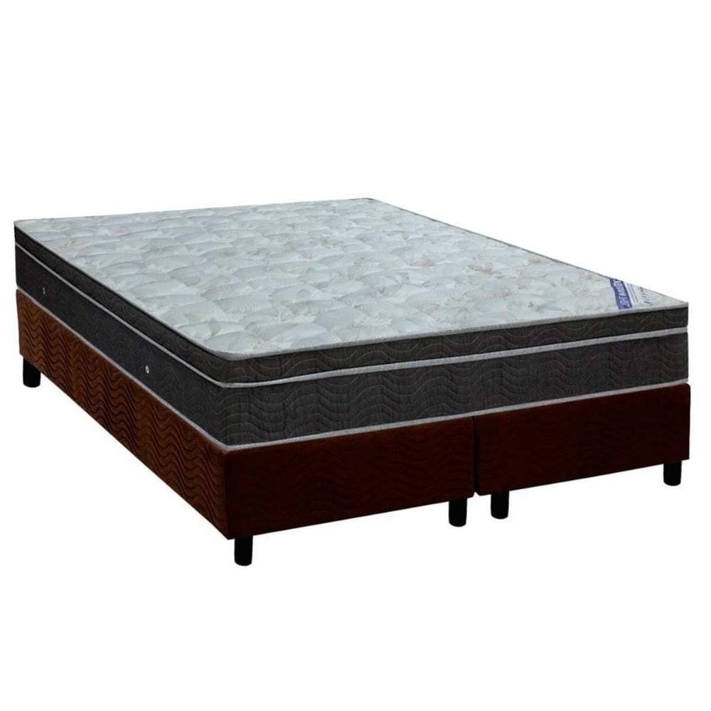 Cama Box King: Colchão Molas Ortobom Nanolastic Light Selado + Base CRC Suede Marrom(186x198)