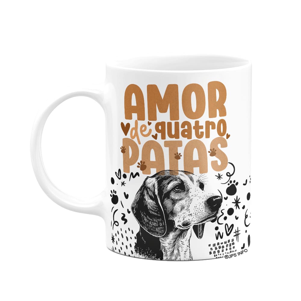 Caneca - Amor de quatro patas - Cachorro Beagle