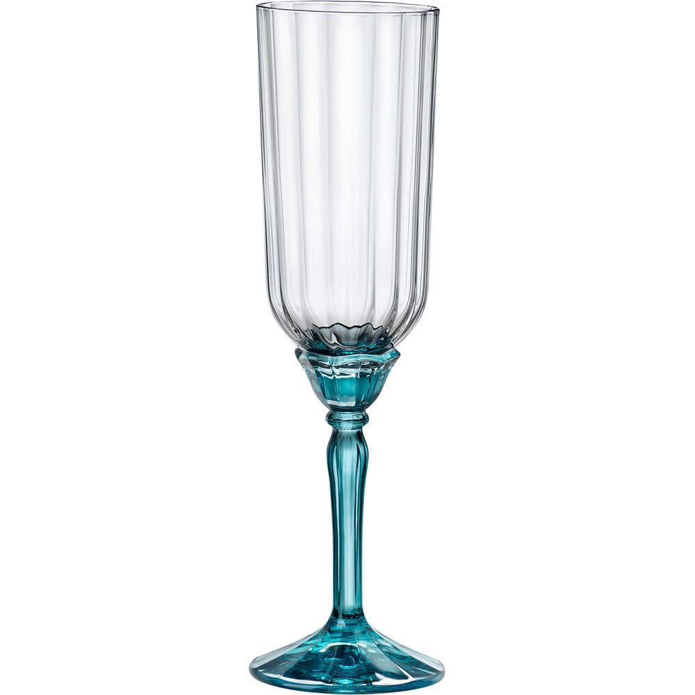 Florian Taças Vidro Transparente Pé Azul 6Pç