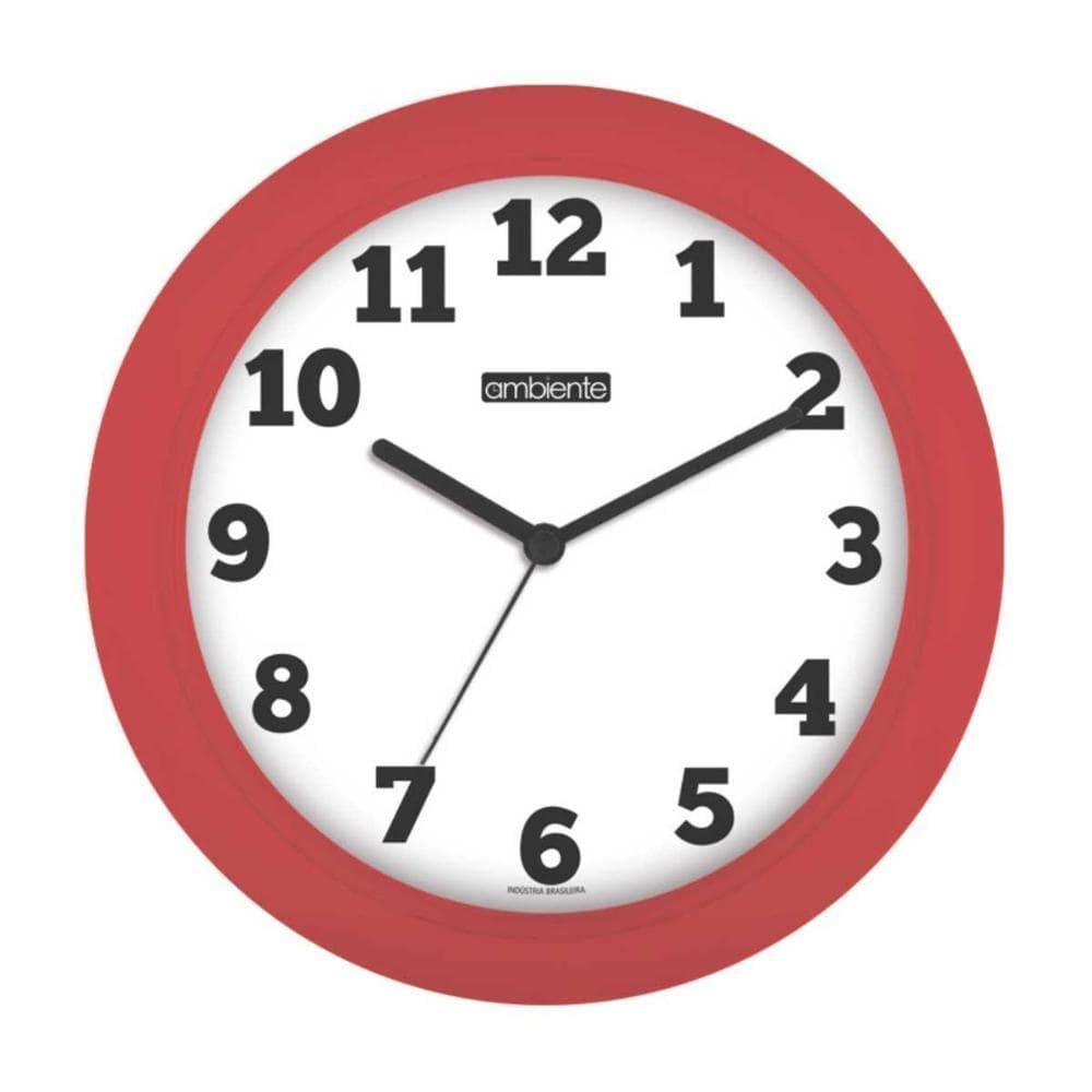 Relógio De Parede Ambiente 25Cm Quartz 191300-044 Vermelho