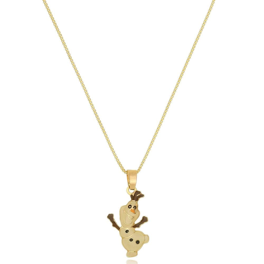 Colar Personalizado Olaf Frozen Folheado Em Ouro 18K