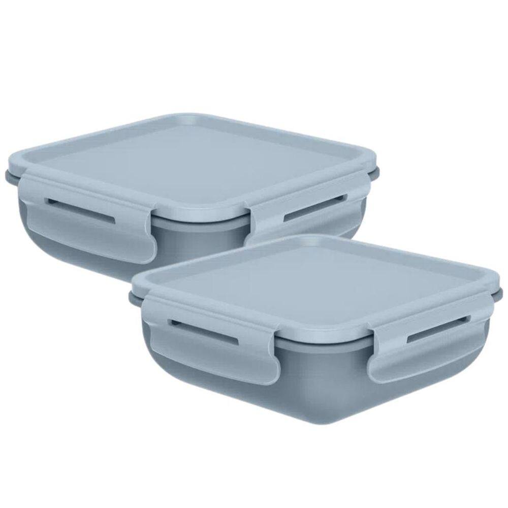 Kit 2 Marmitas Hermética Pote Alimentos 500Ml Ou - Azul