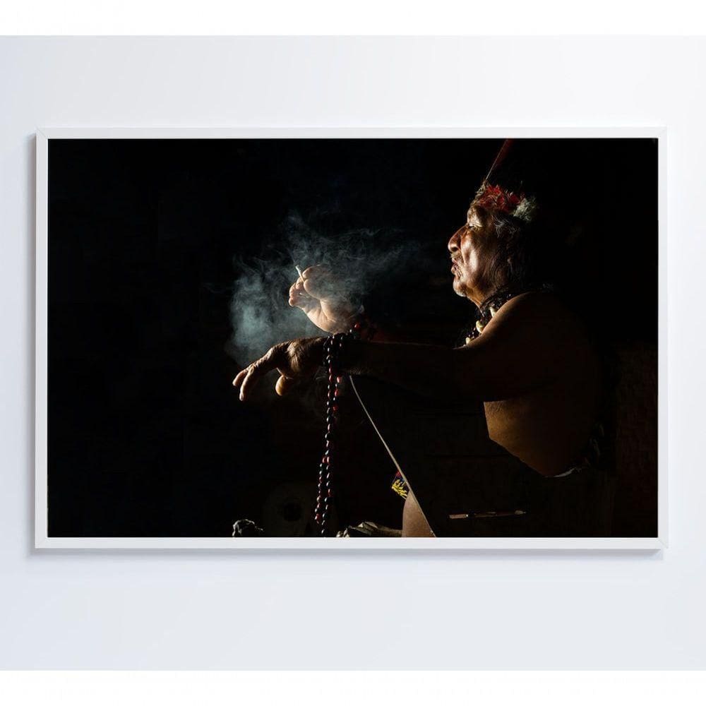 Quadro índio Ritual Amazônia Medidas 90x60 Cm Impressão Adesivo Fotográfico