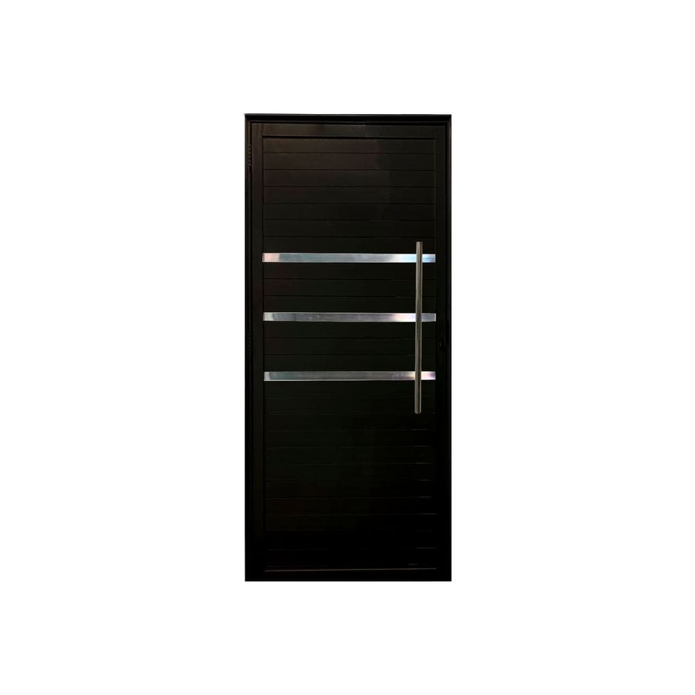 Porta Lambril Frizada D 210x90 Com Puxador e Rolete Preto