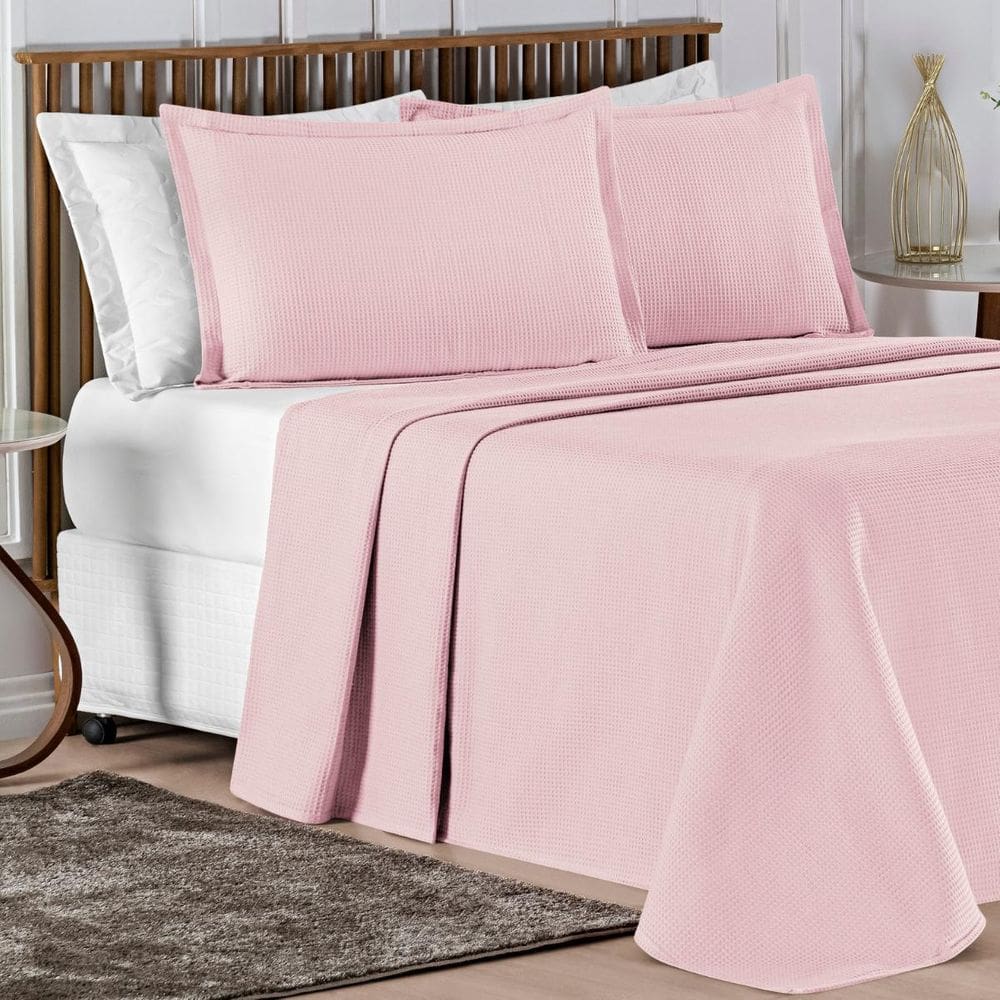 Cobre Leito Queen Size Algodão Lisboa Bordado Super Luxuoso
