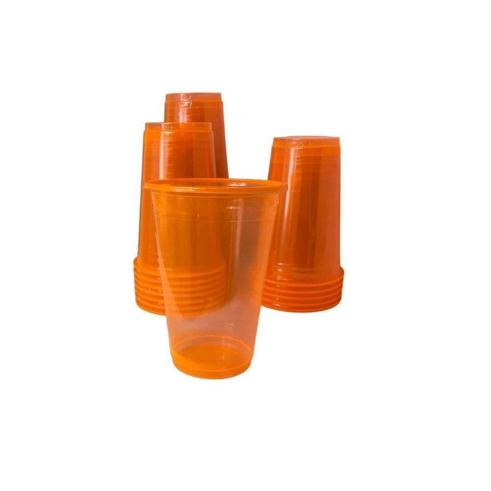 Copo Biodegradável Acrílico Laranja Neon300Ml - Kit 500Un