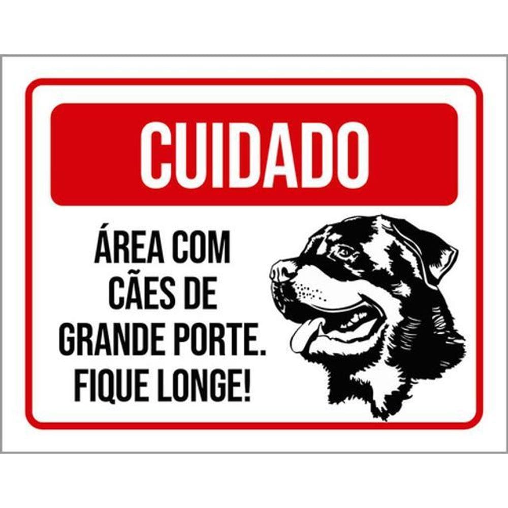 Kit 10 Placa Área Cães Gran Porte Fi Longe 36X46