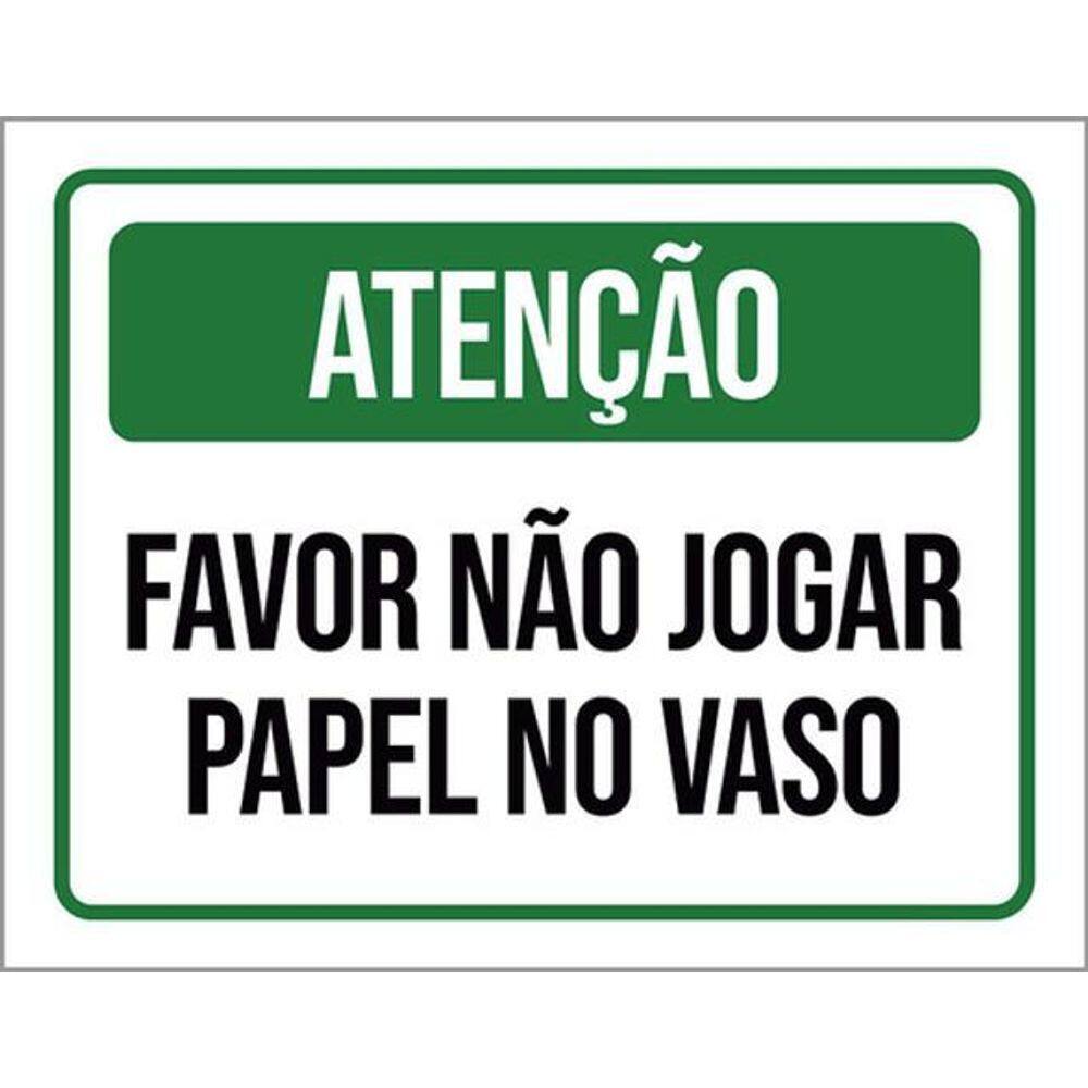 Kit 10 Placa Favor Jogar Papel No Vaso Ver 36X46