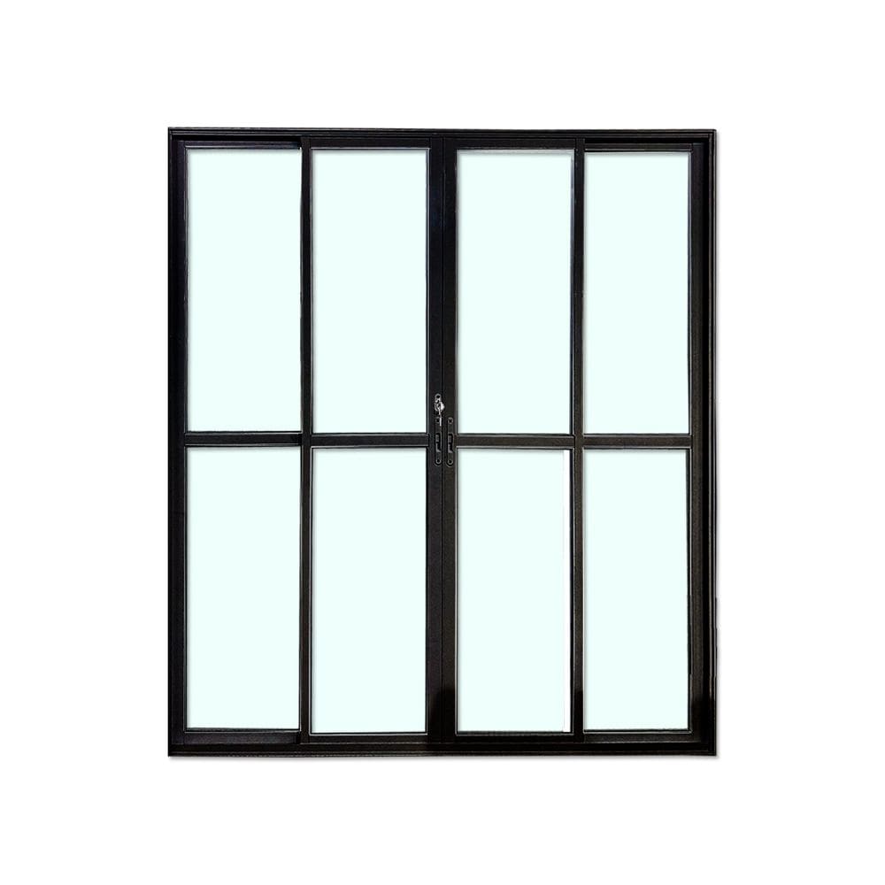 Porta Balcão 4 Folhas Vidro 210x150 Preto Linha 25