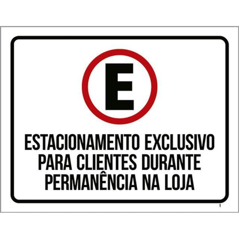 Kit 5 Placa Estacionamento Exclusivo Clientes Loja Hor36X46