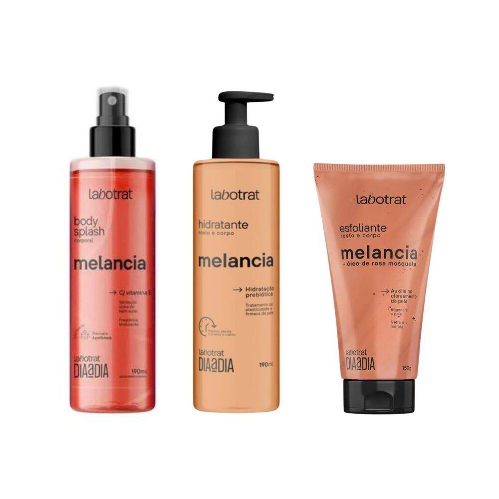 Kit Labotrat Melancia Dia A Dia Splash+Hidratante+Esfoliante