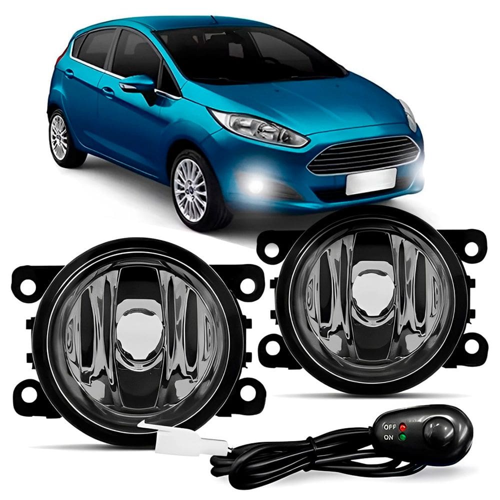 Kit Farol de Milha Ford New Fiesta Hatch 2013/2016 + Moldura