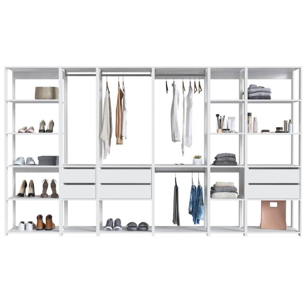Guarda Roupa Closet 6 Peças com Cabideiros e Gavetas Branco com Nichos Easy Prodecor