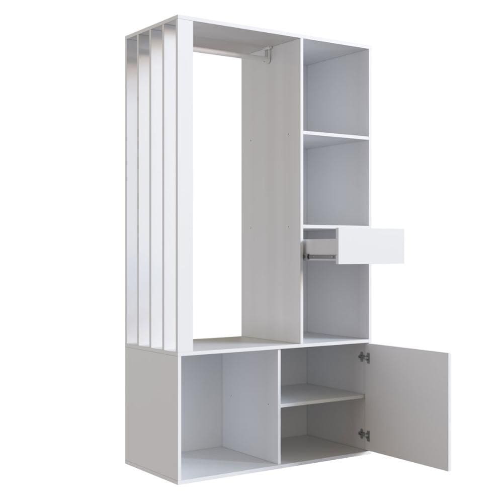 Guarda Roupas Closet Gaveta Cabideiro 2 Prateleiras e Porta