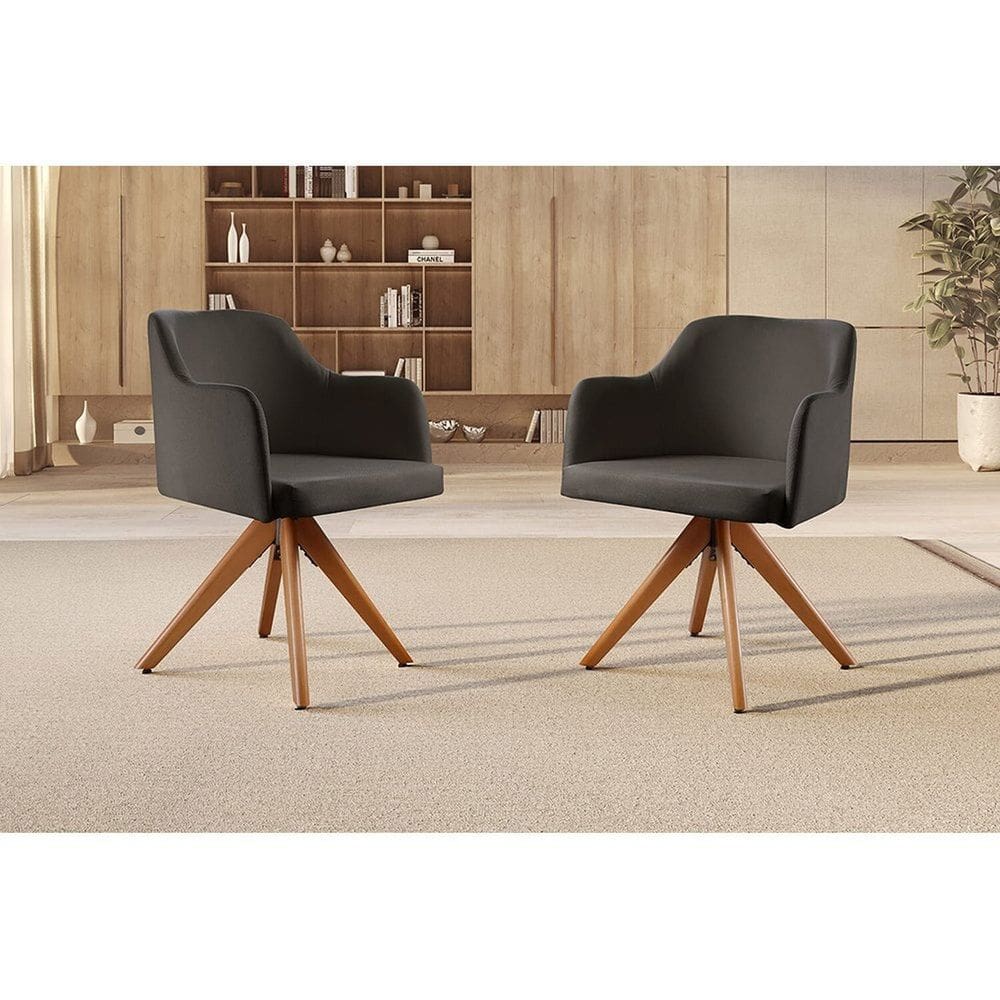 Kit com 2 Poltronas Giratória Eros para Sala de Estar Preto