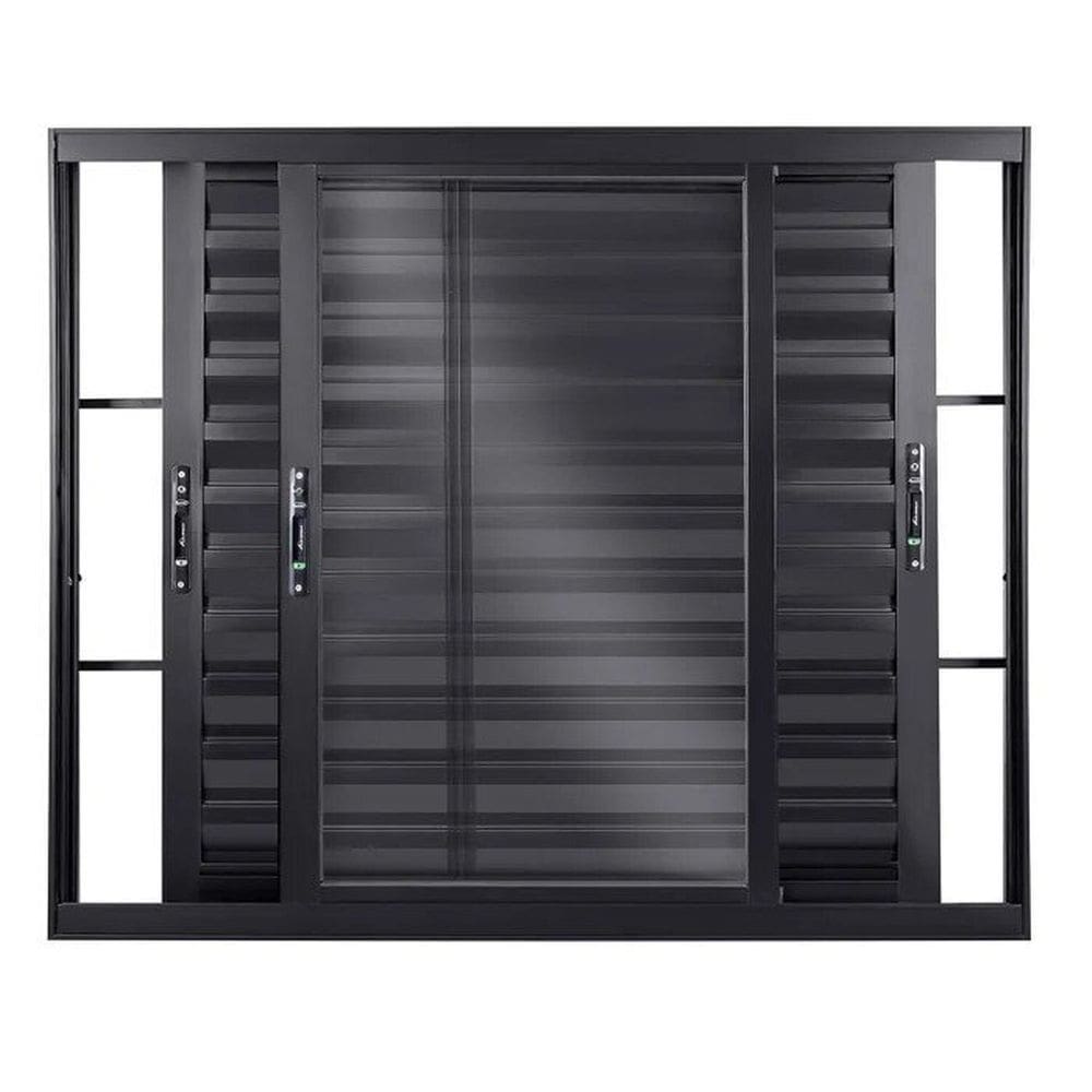 Janela Veneziana de Aluminio de Correr 100x120cm 3 Folhas Topsul Esquadrisul Preto