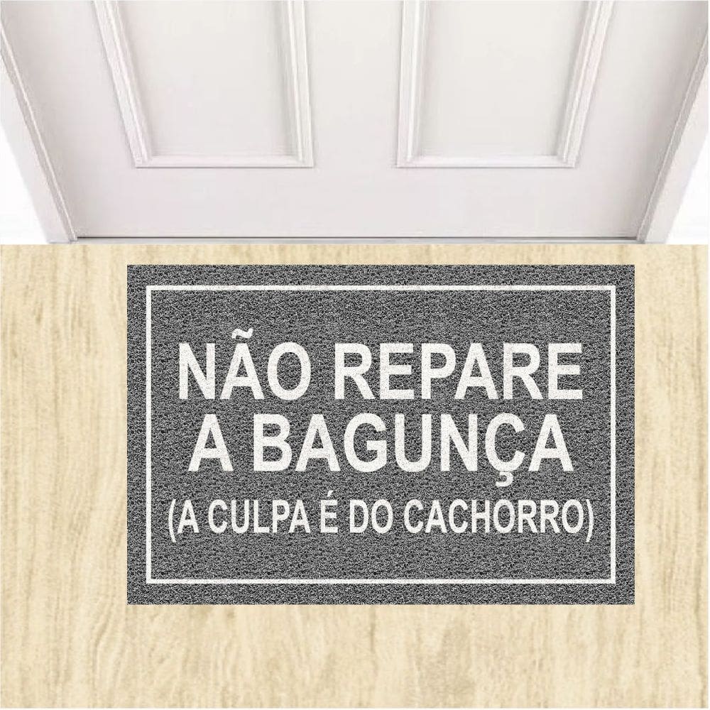 Tapete Personalizado Não Repare Na Bagunça 60X40 cm Cinza
