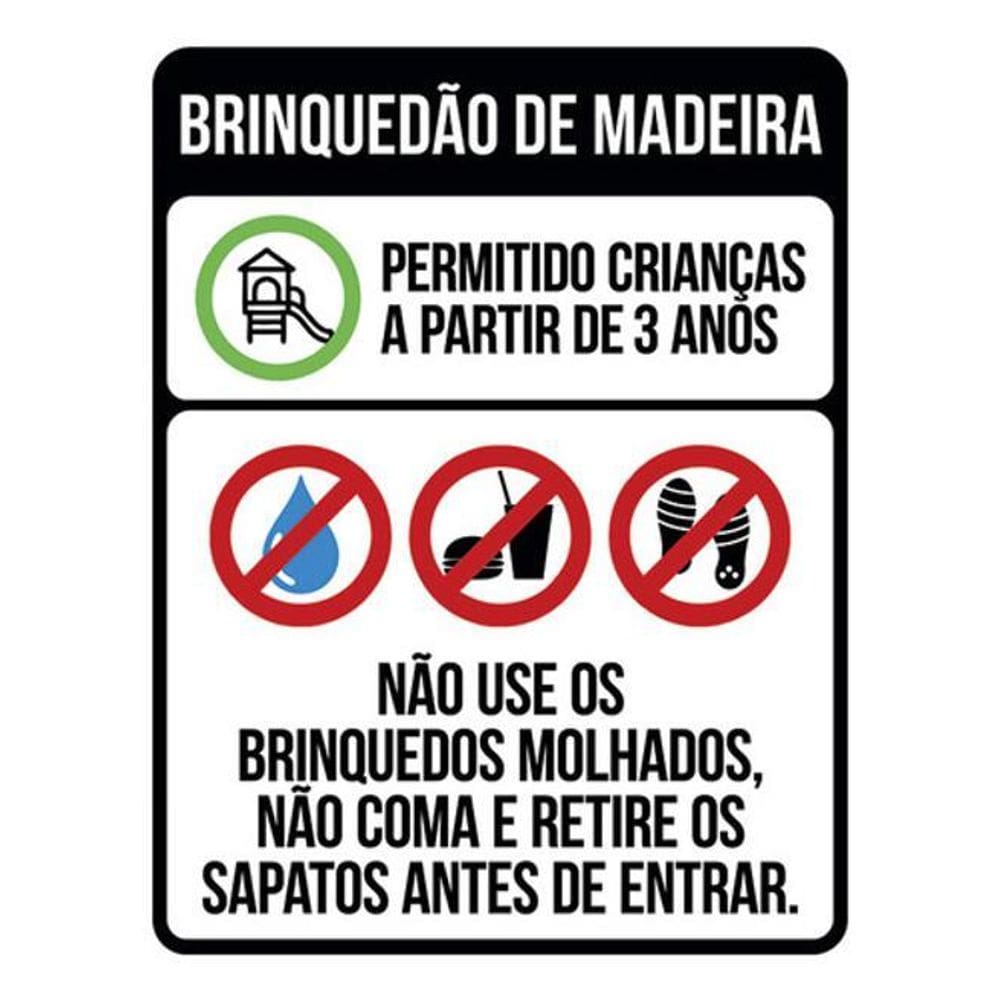 Placa Sinalização - Brinquedão De Madeira Regras Uso 36X46