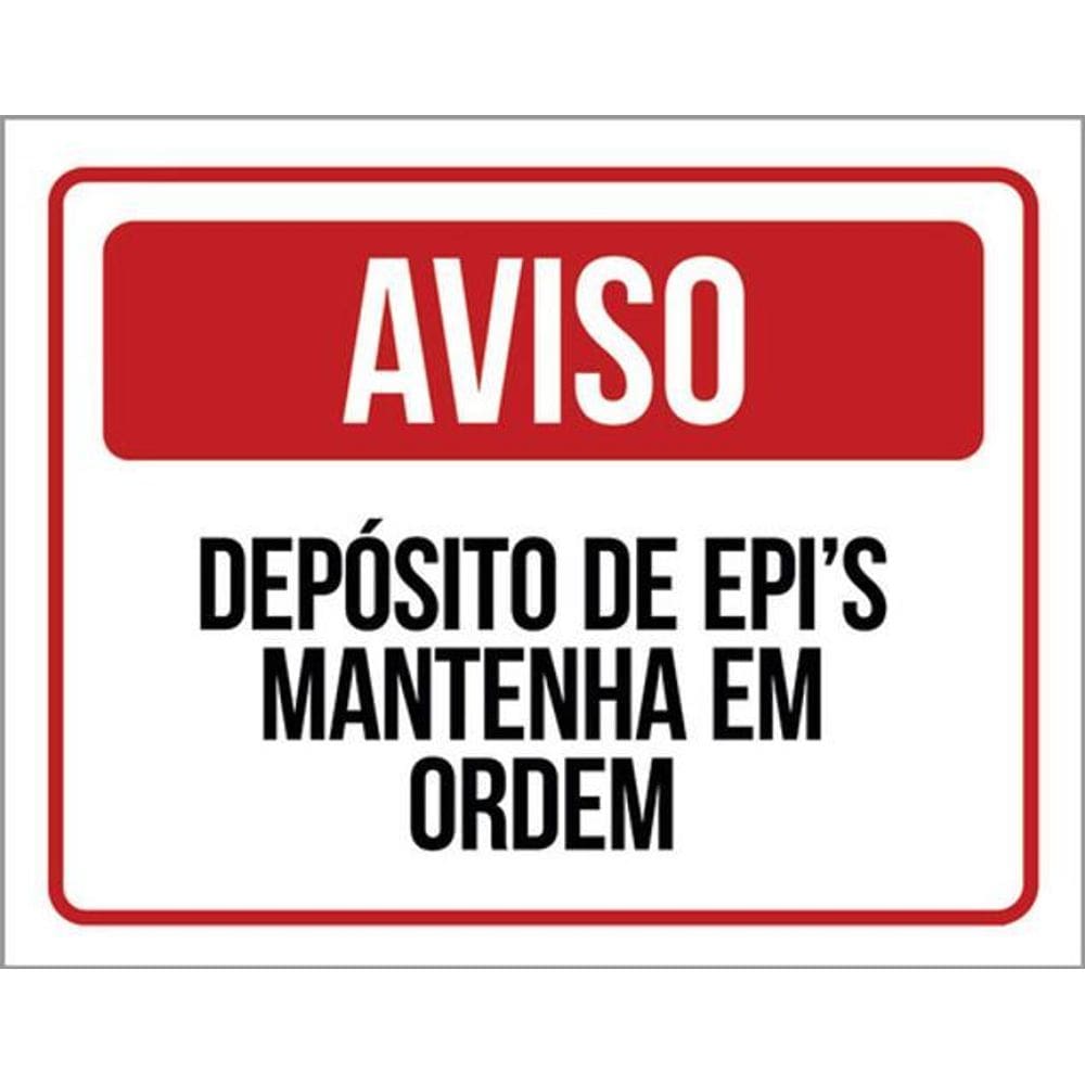 Kit 10 Placa Depósito Epi Mantenha Ord Vermelho 36X46