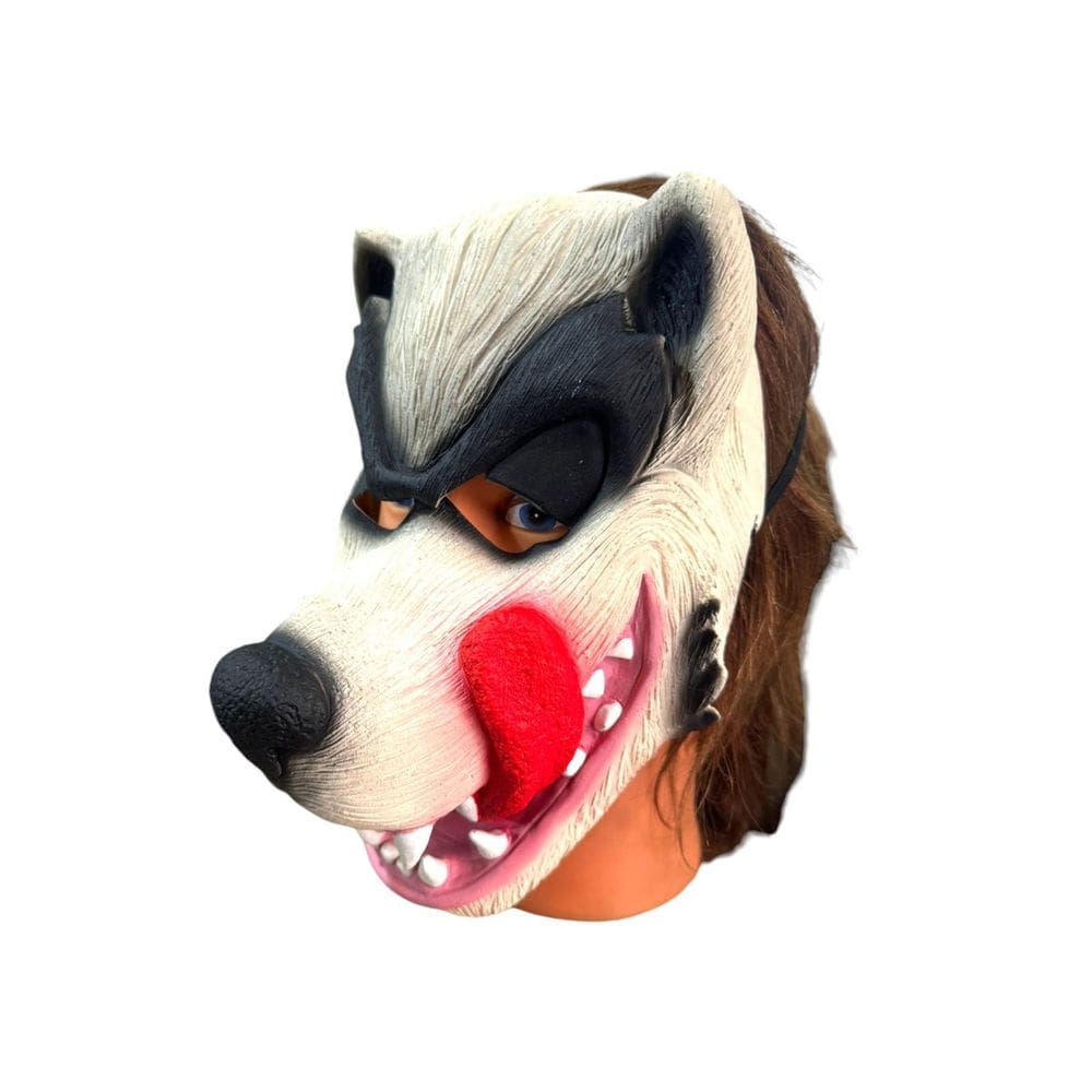 Máscara Lobo Mau Dentes E Língua De Fora Gigante Fantasia