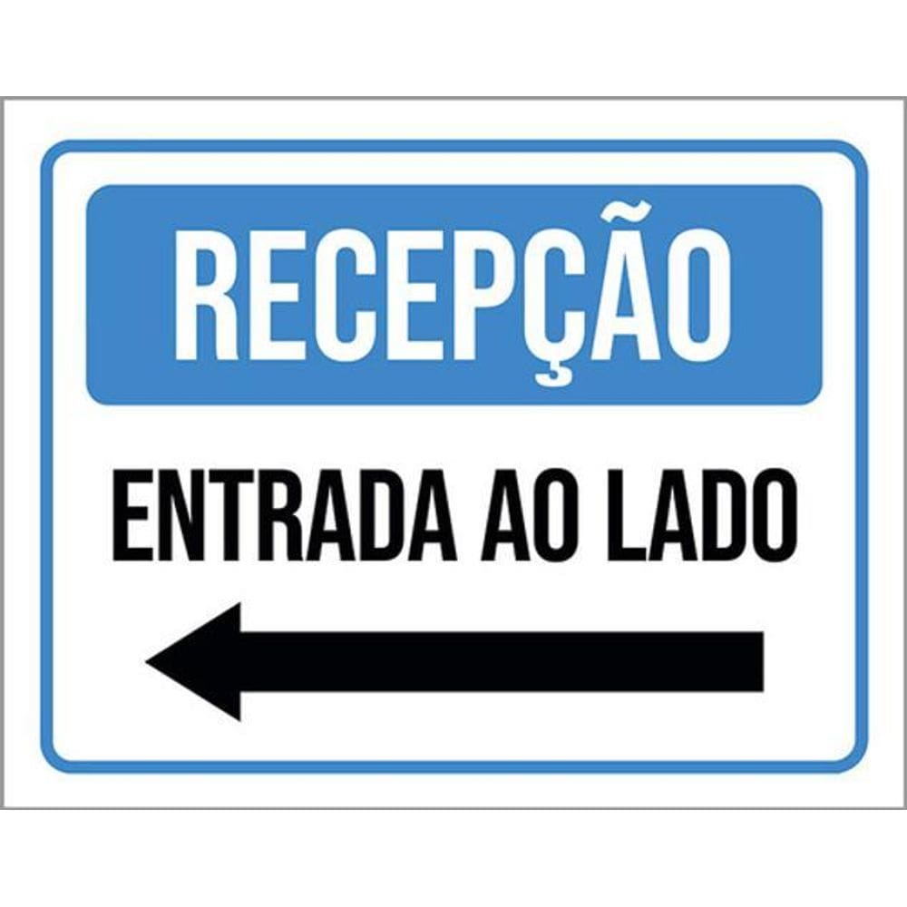 Kit 5 Placas Recepção Entrada Lado Seta Esquerda 36X46