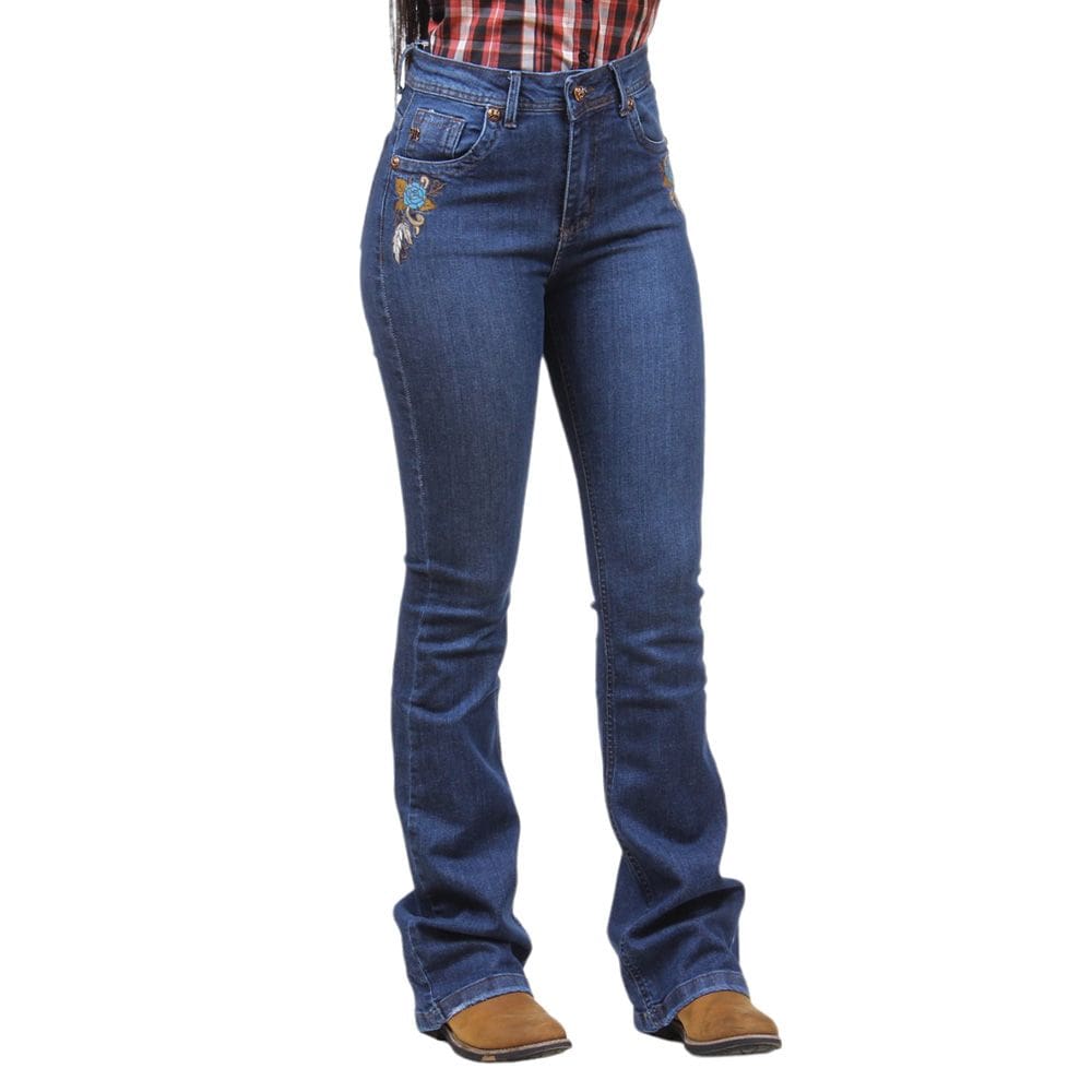 Calça Jeans Feminina Bordado Bolso Flor Miss Me 36801