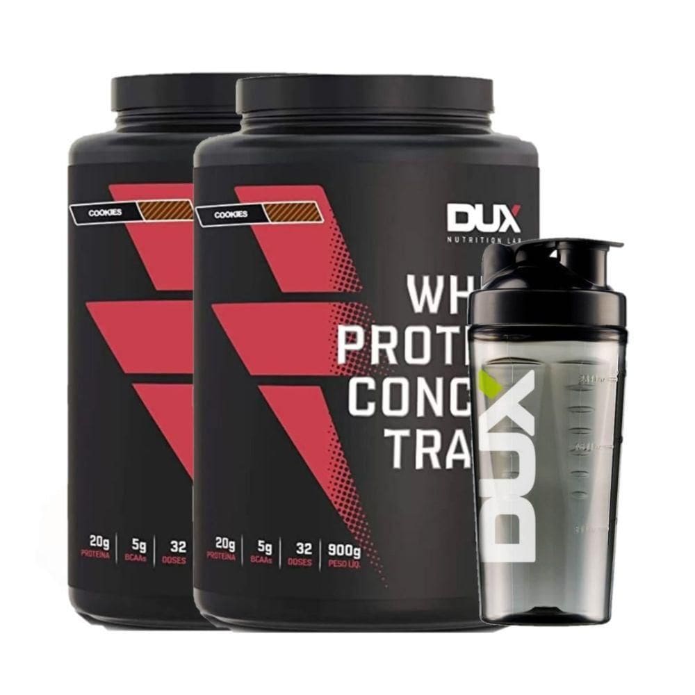 Combo 2X Whey Concentrado 900G Cookies + Coqueteleira - Dux
