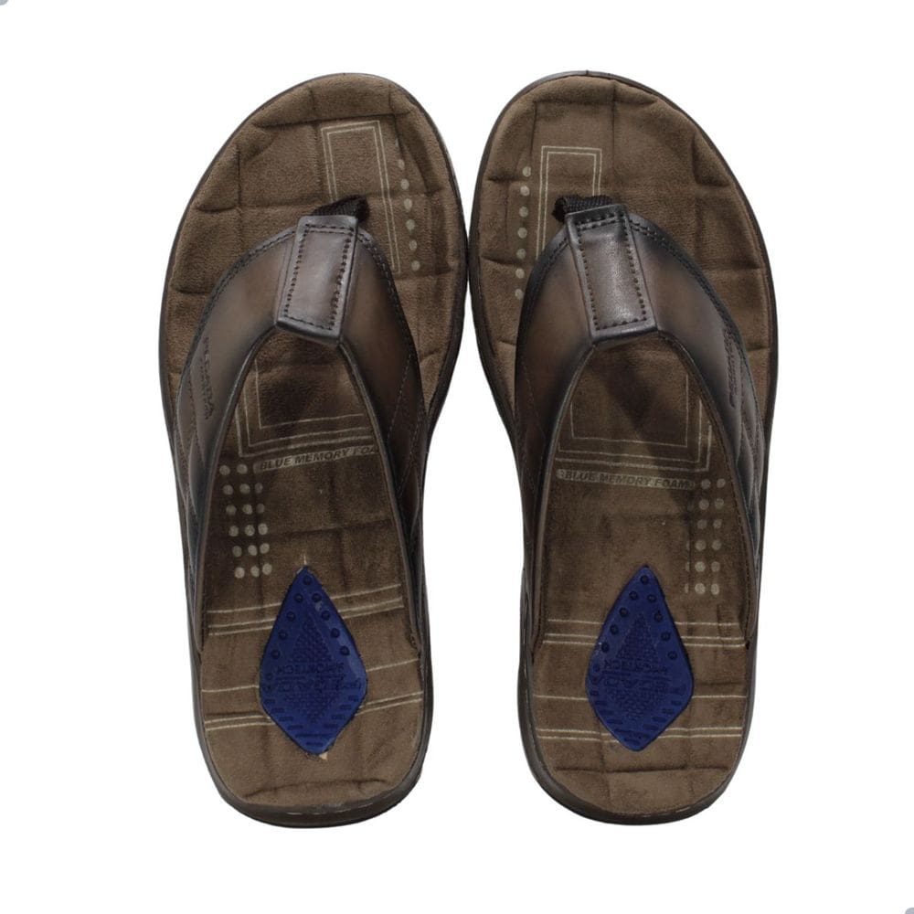 Chinelo Masculino Pegada Em Couro Cravo Marrom