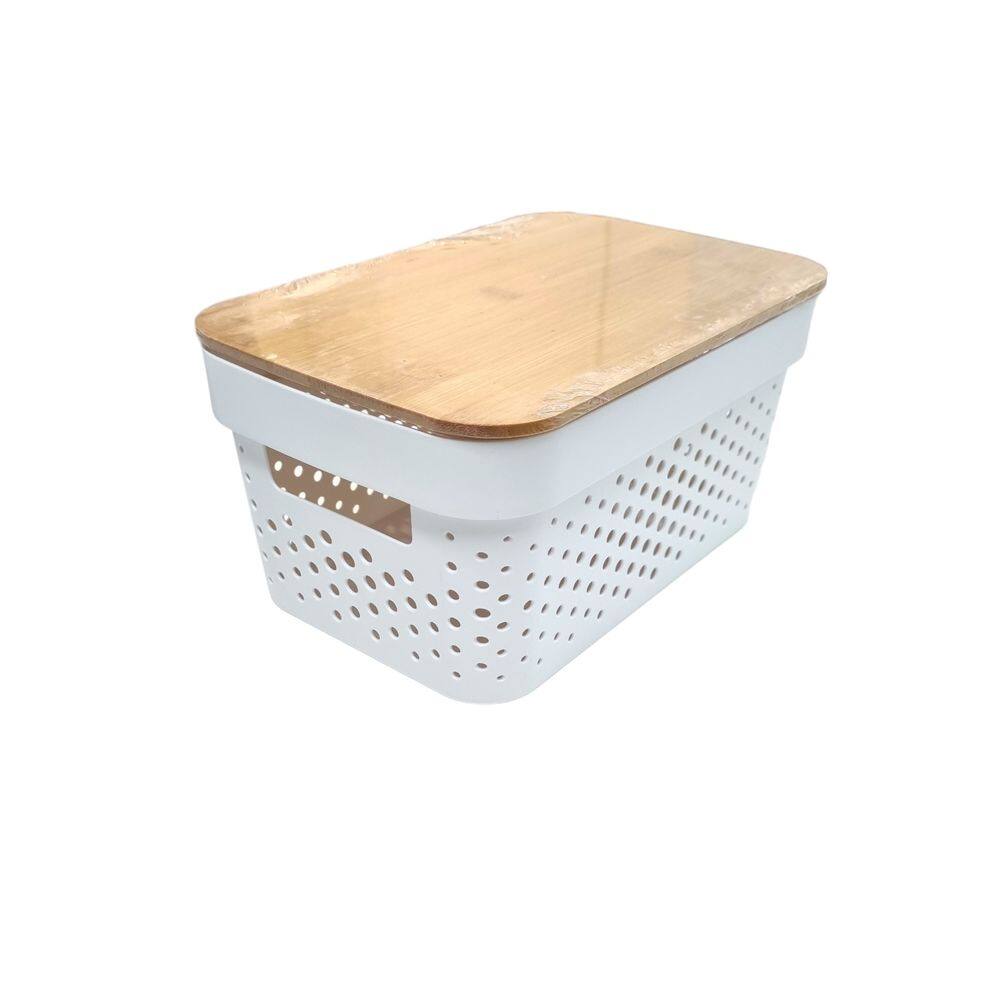 Caixa Organizadora C/ Tp Bambu 26x18x12 Cm