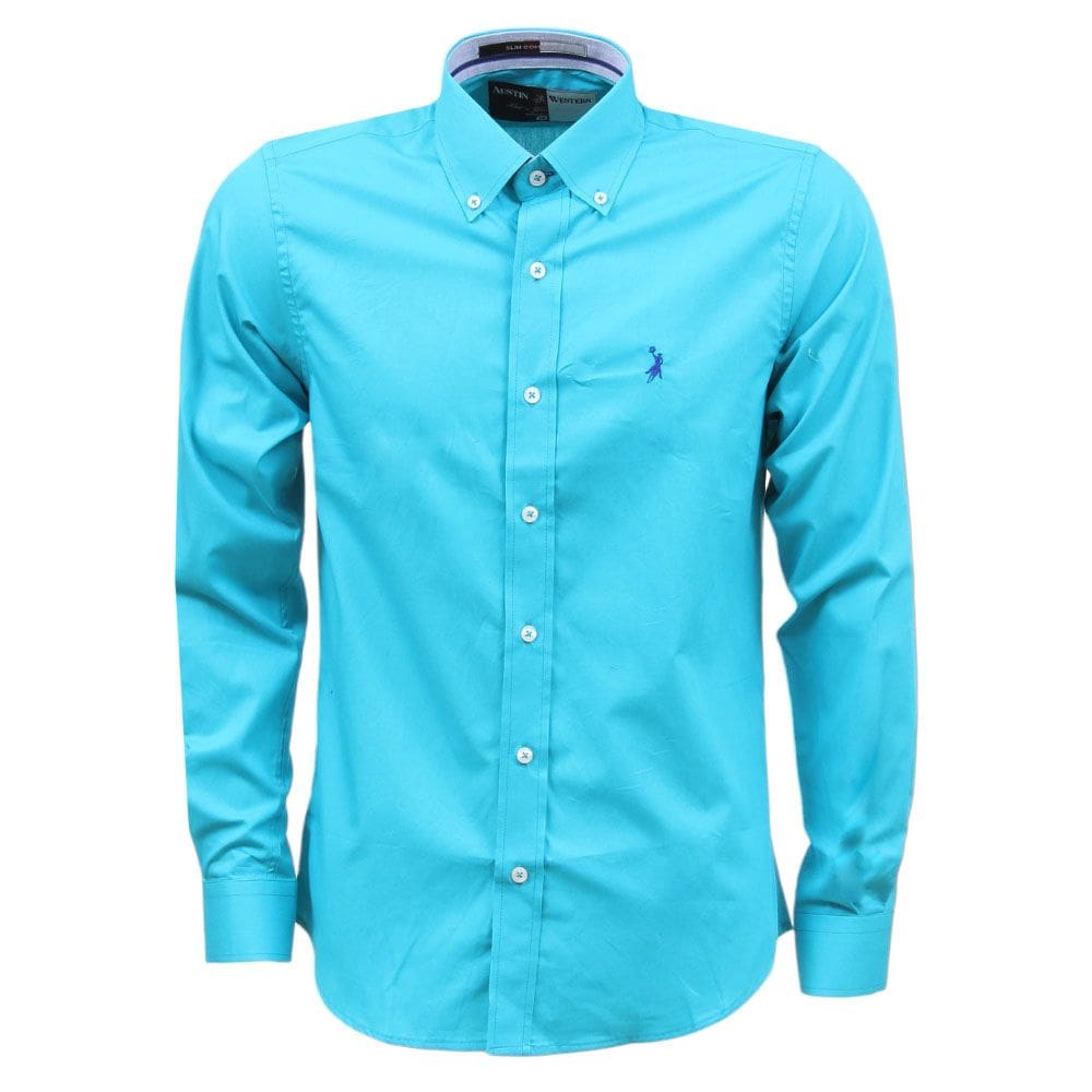 Camisa Masculina Verde Água Austin Manga Longa 34484