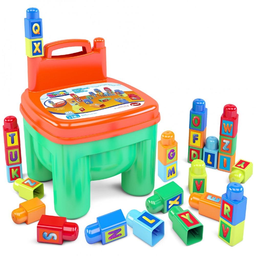 Brinquedo Educativo Alfabeto 26 Peças Montável Cadeira Plástico Infantil Dismat Bebês e Crianças Desenvolva a Coordenação Motora Plástico MK416