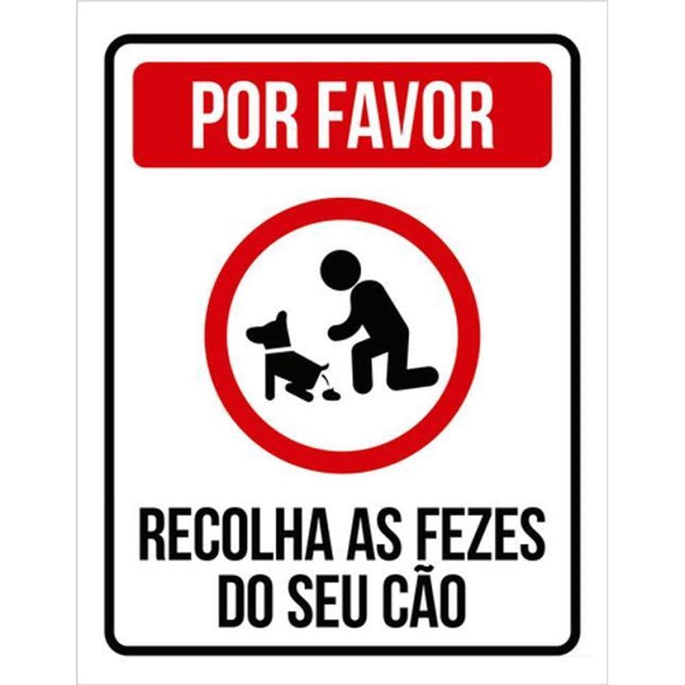 Kit 3 Placas Por Favor Recolha Fezes Seu Cão 36X46